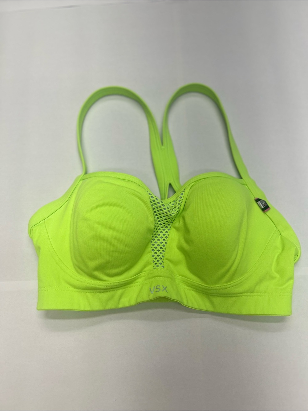 VSX Neon Lime Green Sports Bra with Mesh Center